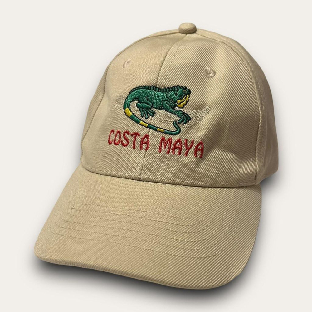 Costa Maya Iguana Embroidered Hat Tourist Summer Tropical Vintage